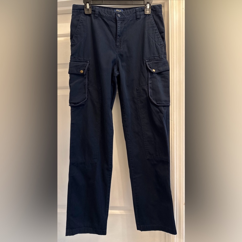 Vintage Polo Ralph Lauren Cotton Navy Cargo Pant Youth Size 18 School Leisure